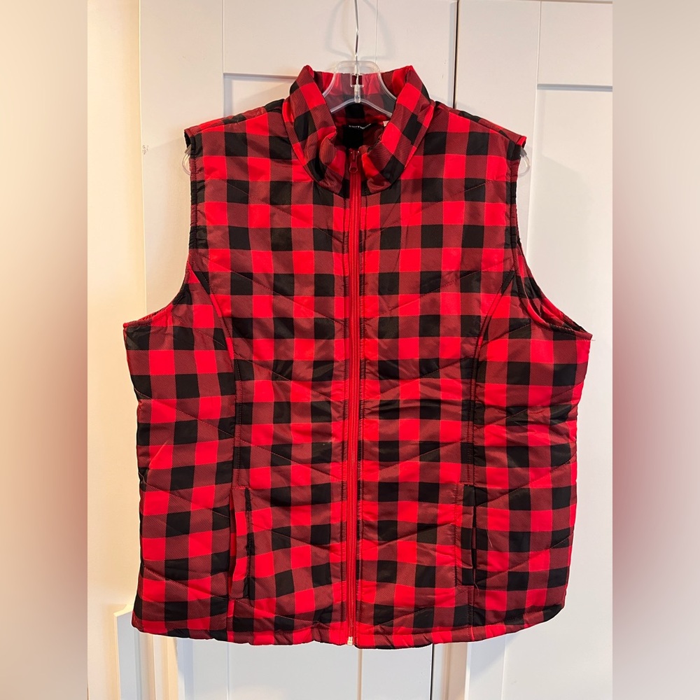Basic Edition Plaid Womens Fall Winter Vest Size XL water resistant
